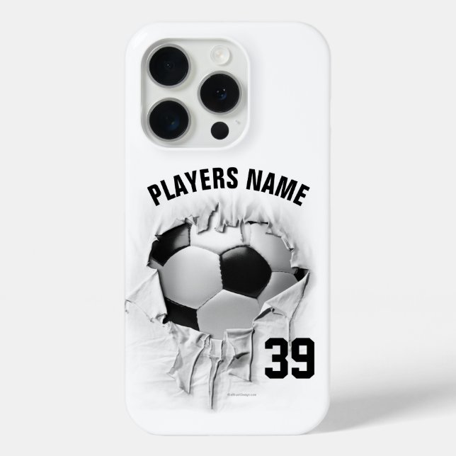 De Case-Mate Para iPhone Torn Soccer Funda blanco peonalizado (Reverso )