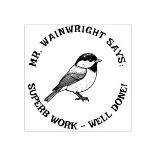 De Caucho El sello del profesor personalizado Chickadee cali