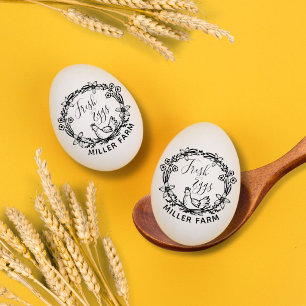 De Caucho Huevos frescos Floral Wreath Monograma Huevo Sello