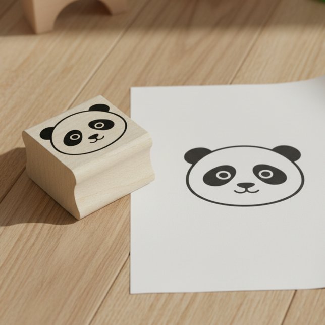 De Caucho Sello Mini Panda Adorable (Cute panda mini stamp.)