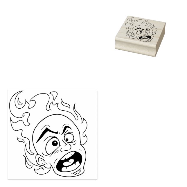 De Caucho Sello Scovillelicous Fire Head Wood Art (Sellado)