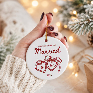 De Cerámica Adorno caprichoso nuestro primer Navidad casados
