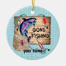 De Cerámica Adorno con nombre personalizado Gone Fishing