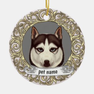 De Cerámica adorno conmemorativo amoroso del Husky Siberiano