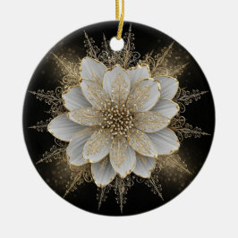 De Cerámica Adorno Floral Blanco y Dorado Elegante