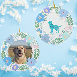 De Cerámica Adorno Floral Labrador Retriever Azul Pastel con F
