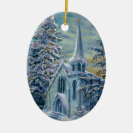 De Cerámica Adorno "Iglesia en la Nieve"