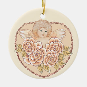 De Cerámica Adorno personalizado Cherub Angel Heart