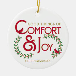 De Cerámica Adorno Personalizado Comfort and Joy Cardenal Rojo