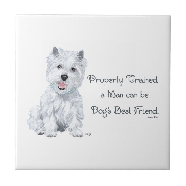 De Cerámica Azulejo Cerámico Westie Wisdom (Frente)