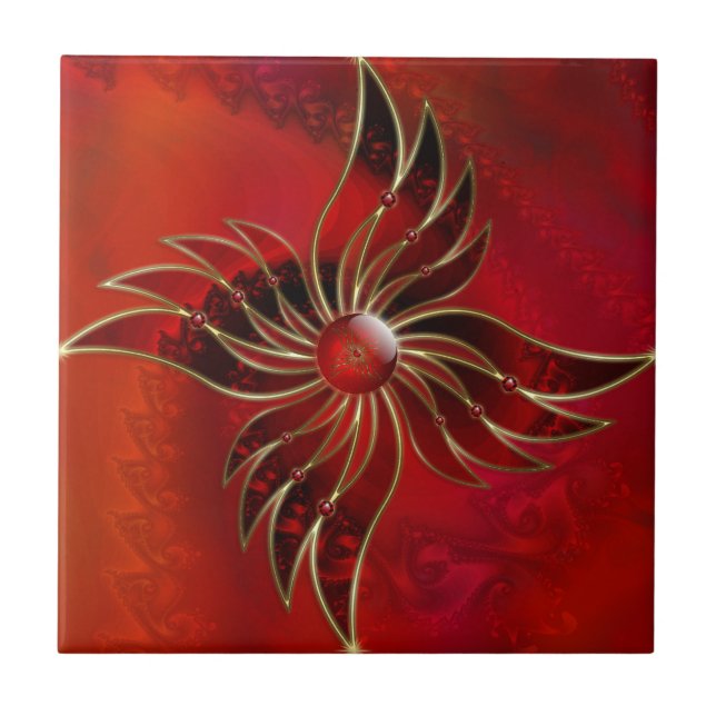 De Cerámica Azulejo Decorativo Rojo Como la Llama (Frente)