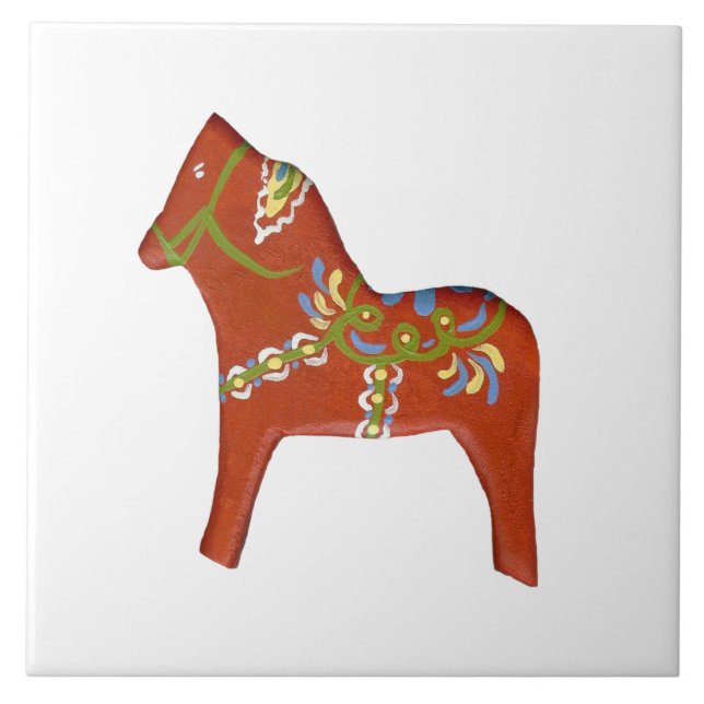 De Cerámica Azulejo grande con caballo Dala (Frente)