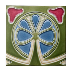 De Cerámica Azulejo - Trébol Art Nouveau