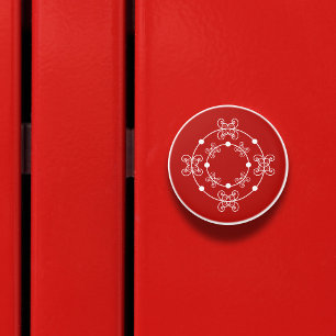 De Cerámica Blanco y rojo Círculos concéntricos Pomo decorat
