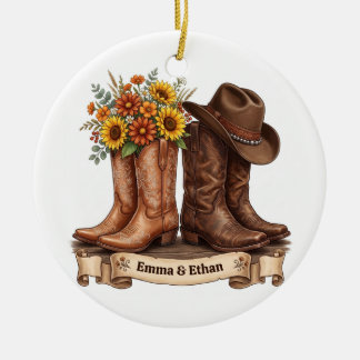 De Cerámica Botas Vaqueras Sombrero Adorno Personalizado para