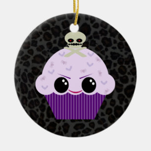De Cerámica Cupcake Espeluznante Kawaii Adorno con Estampado d