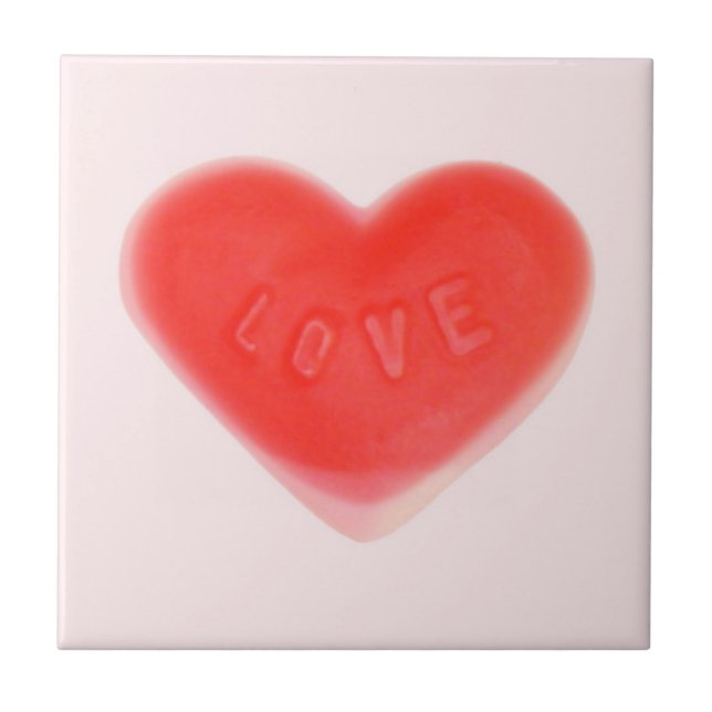 De Cerámica Dulce azulejo rosa del corazón (Frente)