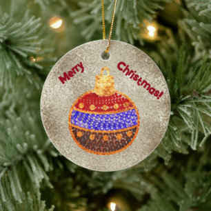 De Cerámica Feliz Navidad - adorno brillante con lentejuelas