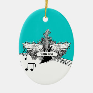 De Cerámica Guitarra eléctrica blanca negra con alas adorno