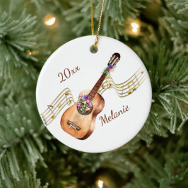 De Cerámica Guitarra personalizada y adorno floral navideño