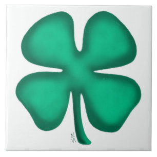 De Cerámica Lucky 4 Leaf Irish Clover gran azulejo