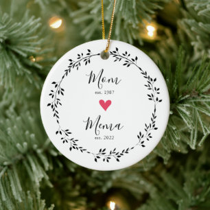 De Cerámica Mamá   Mema Año Est. Corazón Adorno Cerámico