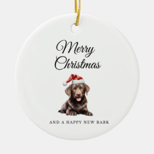 De Cerámica Merry Christmas Chocolate Lab adorno cerámico