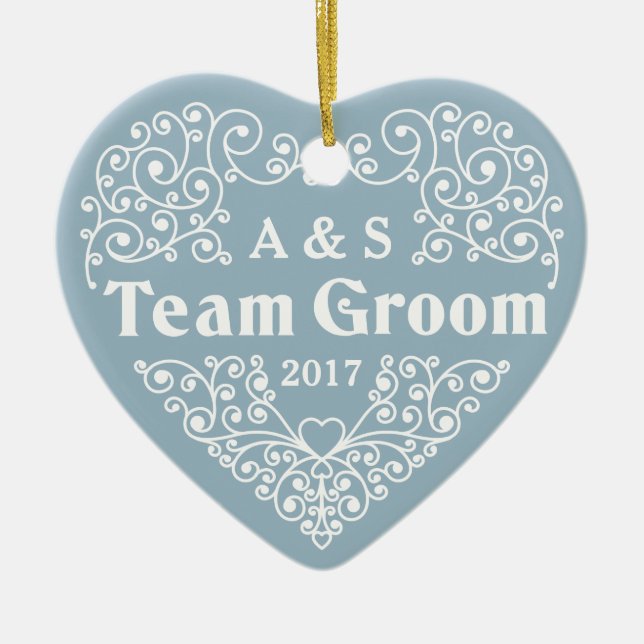 De Cerámica Monogramas del personalizado Team Groom y adorno d (Frente)