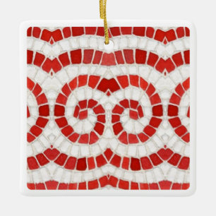 De Cerámica MOSAICO IÓNICO ROJO Adorno Cerámico Cuadrado
