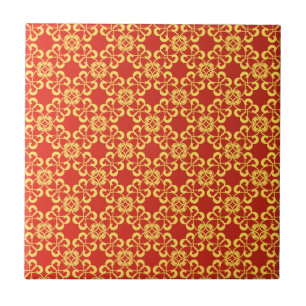 De Cerámica naranja quemado y azulejo patrón oro