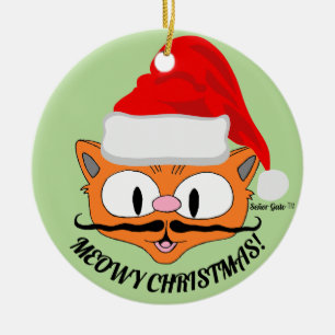 De Cerámica "NAVIDAD FELINA" Gato Bigote Divertido Adorno Navi