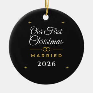 De Cerámica Nuestro Primer Navidad Casados 2026 Adorno Negro O
