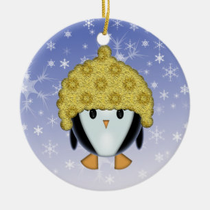 De Cerámica Pingüino Lindo con Sombrero Adorno