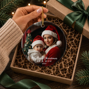 De Cerámica Primer Navidad como Mamá Foto Adorno