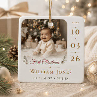 De Cerámica Primer Navidad del Bebé Adorno Personalizado con F
