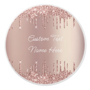 De Cerámica Rosa Oro Purpurina Rubor Perforaciones Textos Pomo
