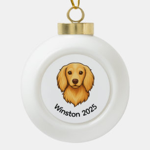 De Cerámica Tipo Bola Adorno Doxie Pelo Largo