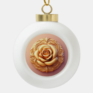 De Cerámica Tipo Bola Adorno Floral Elegante Con Acentos Dorados