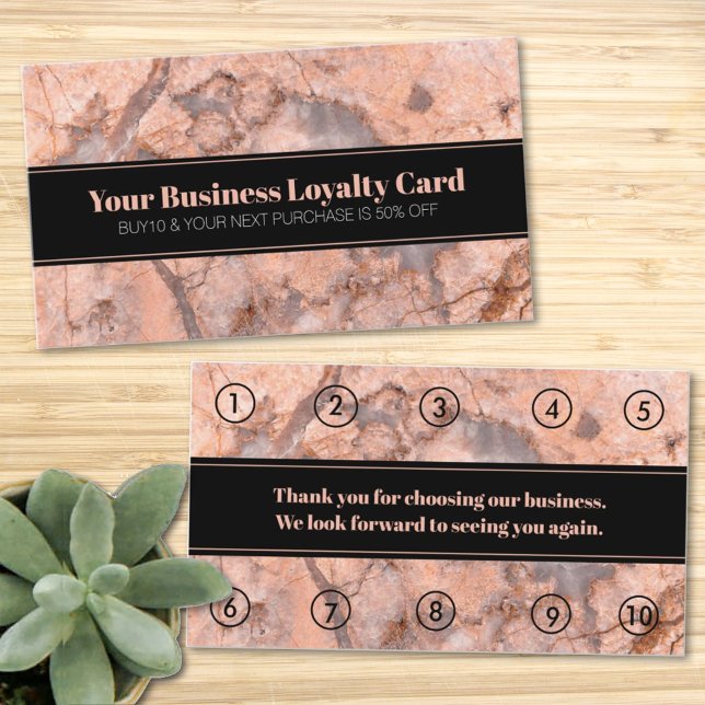 De Citas Tarjeta Rosa Gold Marble Business Loyalty Punch (Subido por el creador)