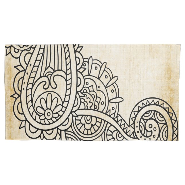 De Cojín Beige Mehndi Motif Pillow Funda (Anverso)