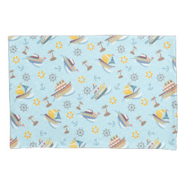 De Cojín Fun Boats Blue Pillow Funda