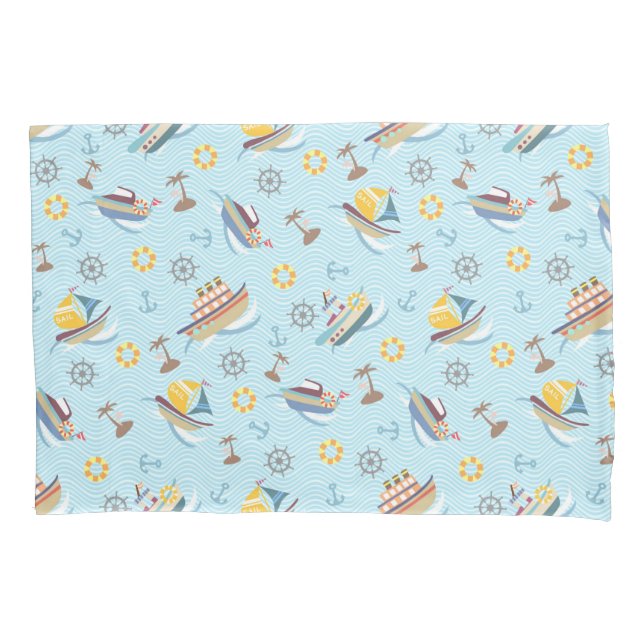 De Cojín Fun Boats Blue Pillow Funda (Anverso)