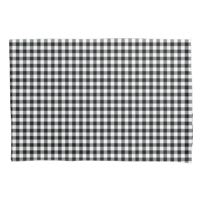 De Cojín Funda Black Gingham Black and White Check Pillow (Anverso)