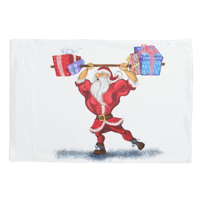 De Cojín Navidades Pillow Funda Bodybuilder Santa con regal (Reverso)
