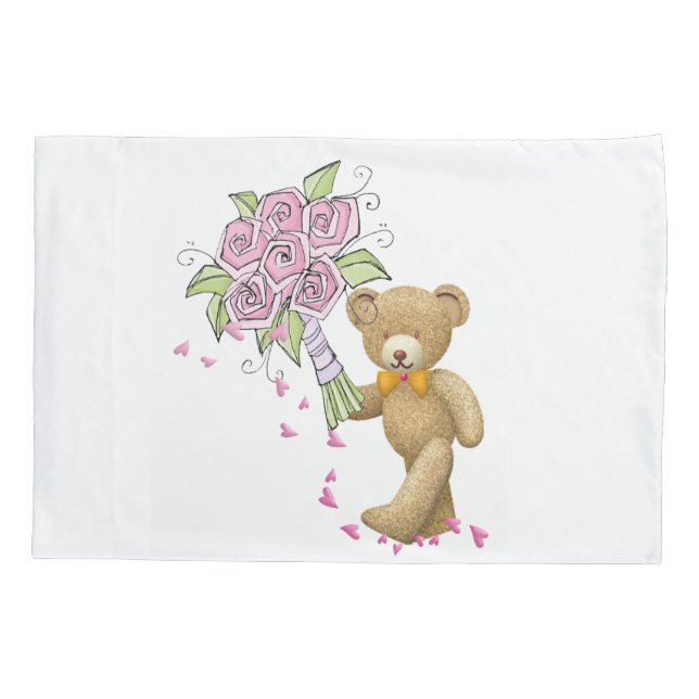 De Cojín Pillow Funda White Teddy Bear Floral (Reverso)
