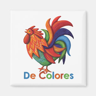 De Colores Rooster Gallo 2" imán cuadrado