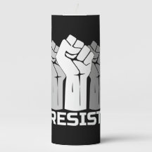 Resistir con puño - en vela pilar blanca 0002
