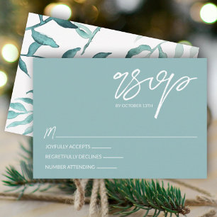 De Consejos Eucalyptus Green, Winter Leaves Boda Tarjeta RSVP