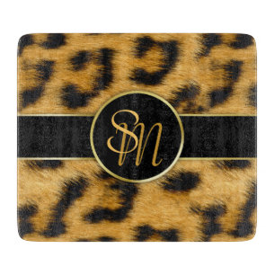 De Cortar Monograma elegante del estampado leopardo - tabla