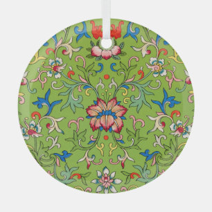 De Cristal Adorno Chino Vintage Owen Jones Floral Verde